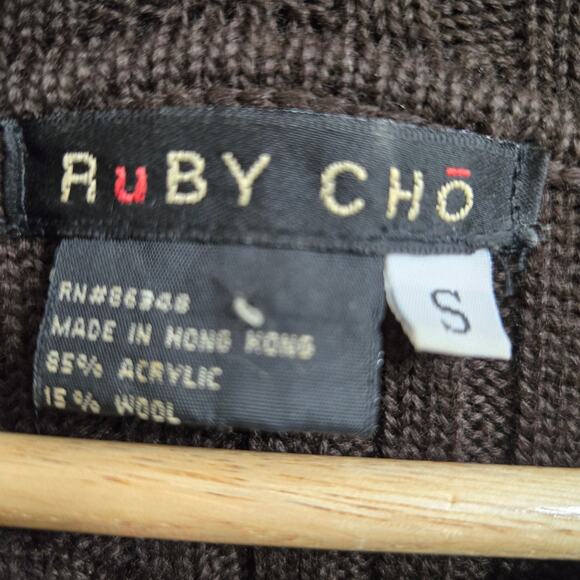 Ruby Cho Womens Vtg Y2K Fairy Grunge Wool Blend Fringe Faux Fur Trim Sweater S - Picture 8 of 10